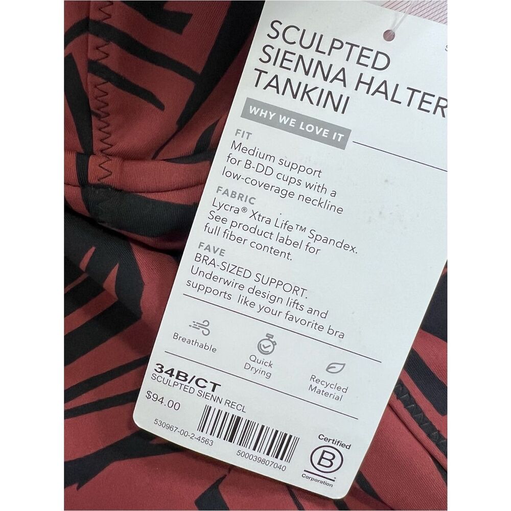 Athleta Sculpted Sienna Halter Tankini Top 34B / CT Abstract Swim NEW - Picture 6 of 10